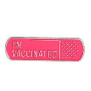 ""I'm Vaccinated" Enamel Pin Pink Bandaid